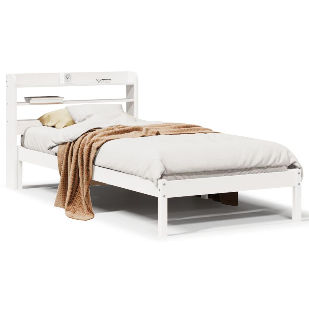 Sengeramme uden madras 75x190 cm massivt fyrretræ hvid