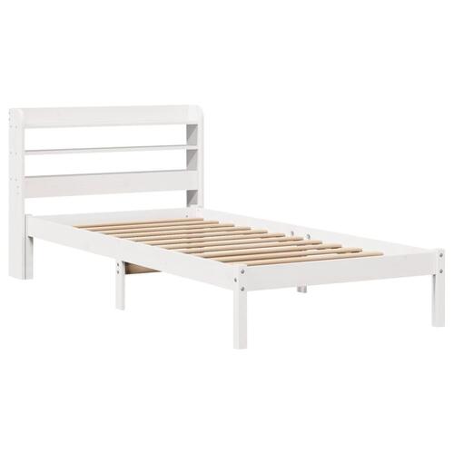 Sengeramme uden madras 75x190 cm massivt fyrretræ hvid