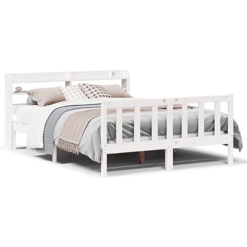 Sengeramme uden madras 120x200 cm massivt fyrretræ hvid