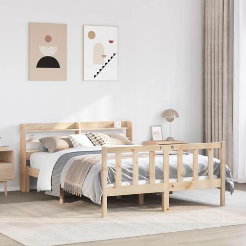 Sengeramme uden madras 135x190 cm massivt fyrretræ hvid