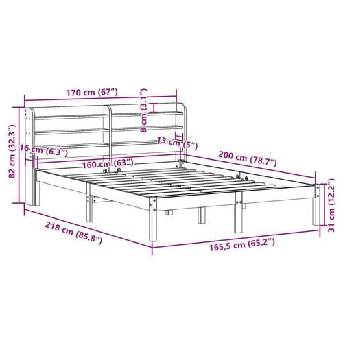 Sengeramme uden madras 160x200 cm massivt fyrretræ