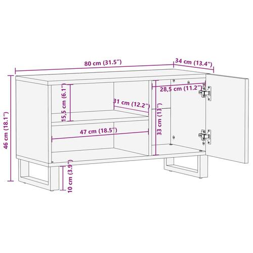 Tv-bord 80x34x46 cm massivt akacietræ