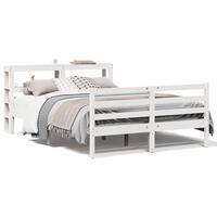 Sengeramme uden madras 150x200 cm massivt fyrretræ hvid