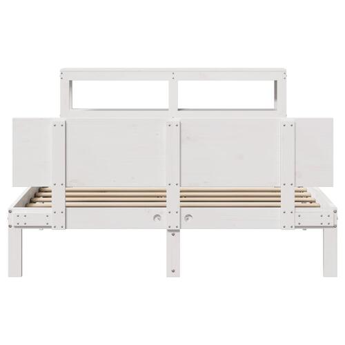 Sengeramme med sengegavl 120x190 cm massivt fyrretræ hvid