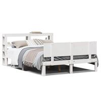 Sengeramme med sengegavl135x190 cm massivt fyrretræ hvid