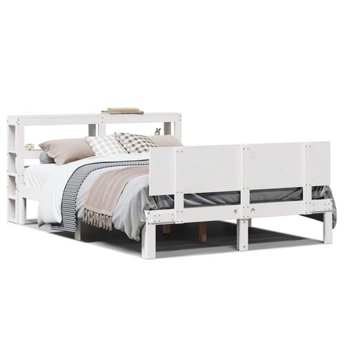 Sengeramme med sengegavl 150x200 cm massivt fyrretræ hvid