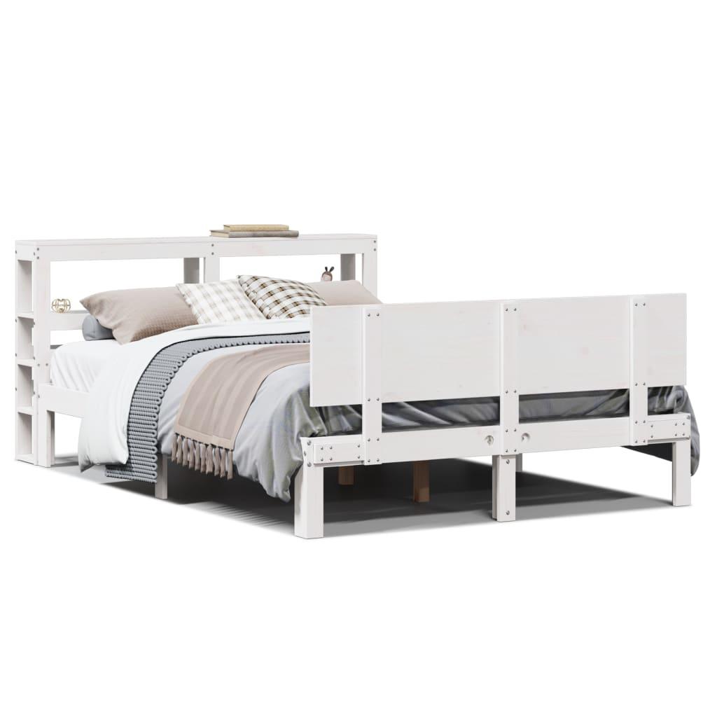 Sengeramme med sengegavl 150x200 cm massivt fyrretræ hvid