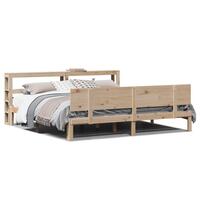 Sengeramme med sengegavl 200x200 cm massivt fyrretræ