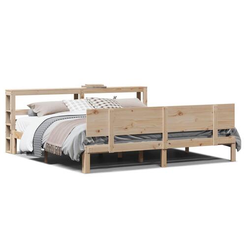 Sengeramme med sengegavl 200x200 cm massivt fyrretræ