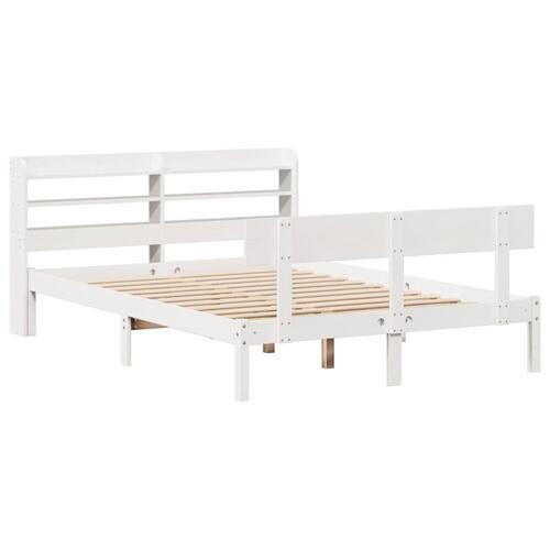 Sengeramme uden madras 120x190 cm massivt fyrretræ hvid