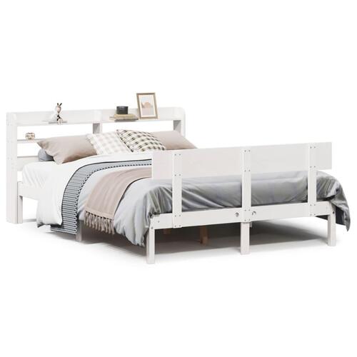 Sengeramme uden madras 150x200 cm massivt fyrretræ hvid