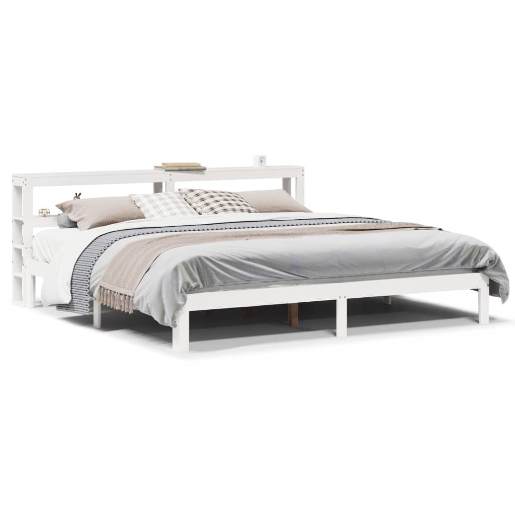 Sengeramme med hovedgærde uden madras Hvid 200x200 cm