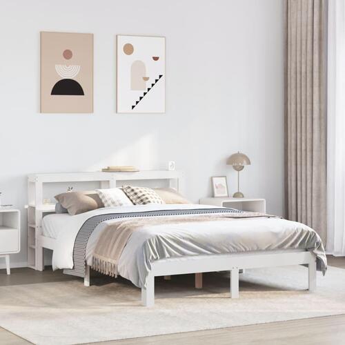 Sengeramme med hovedgærde uden madras Hvid 140x190 cm
