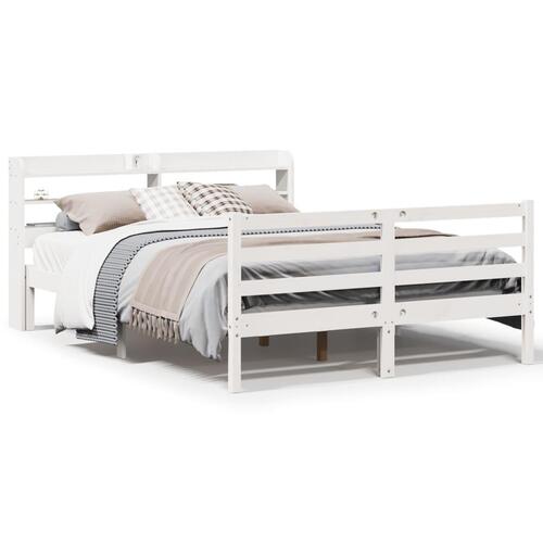 Sengeramme med sengegavl 120x190 cm massivt fyrretræ hvid