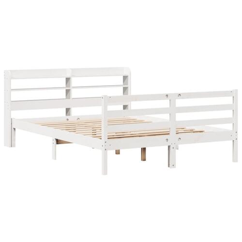 Sengeramme med sengegavl 120x190 cm massivt fyrretræ hvid