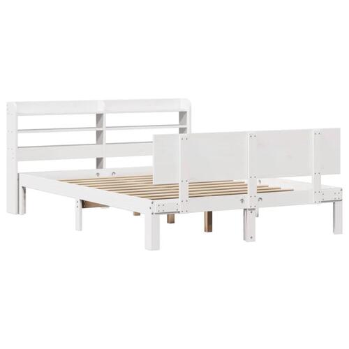 Sengeramme med sengegavl 120x190 cm massivt fyrretræ hvid