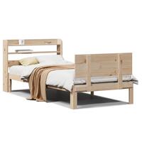 Sengeramme med sengegavl 100x200 cm massivt fyrretræ