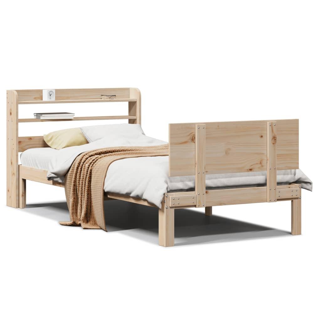 Sengeramme med sengegavl 100x200 cm massivt fyrretræ