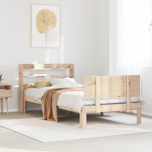 Sengeramme med sengegavl 100x200 cm massivt fyrretræ