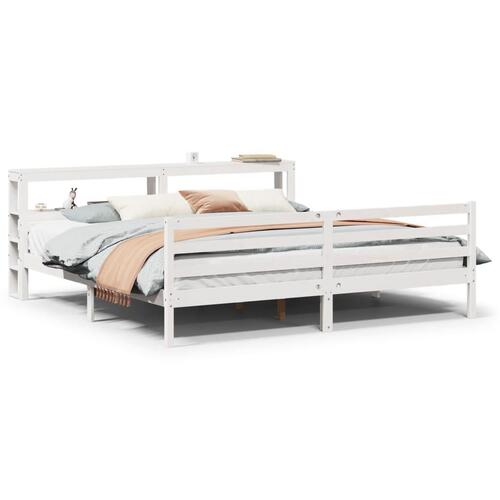 Sengeramme med hovedgærde uden madras Hvid 200x200 cm