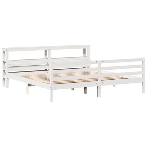 Sengeramme med hovedgærde uden madras Hvid 200x200 cm