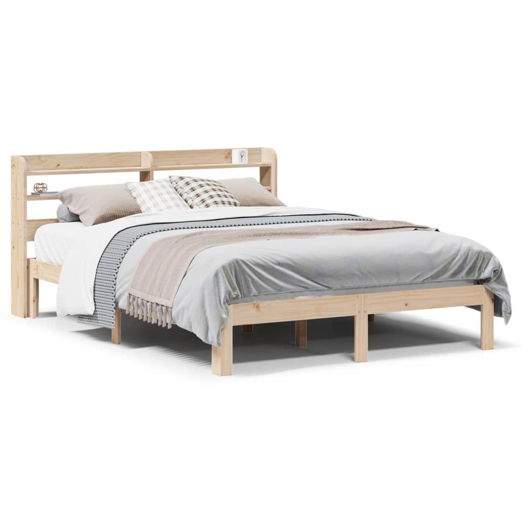 Sengeramme med sengegavl 120x200 cm massivt fyrretræ hvid