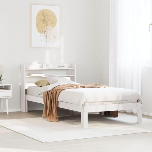 Sengeramme med sengegavl 75x190 cm massivt fyrretræ hvid