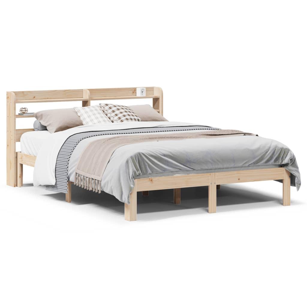 Sengeramme med sengegavl 150x200 cm massivt fyrretræ