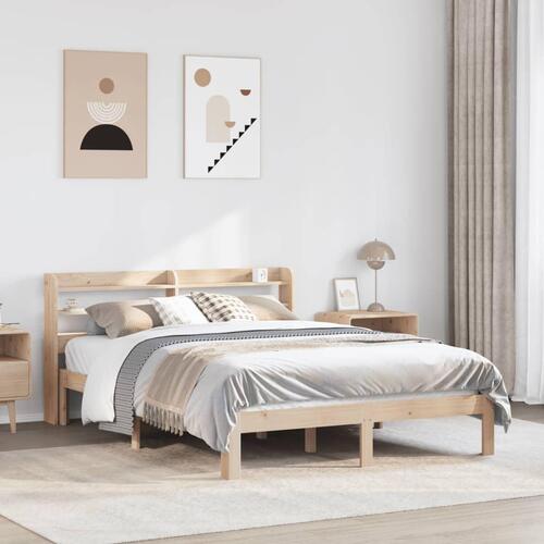 Sengeramme med sengegavl 150x200 cm massivt fyrretræ