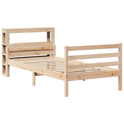 Sengeramme med sengegavl 75x190 cm massivt fyrretræ