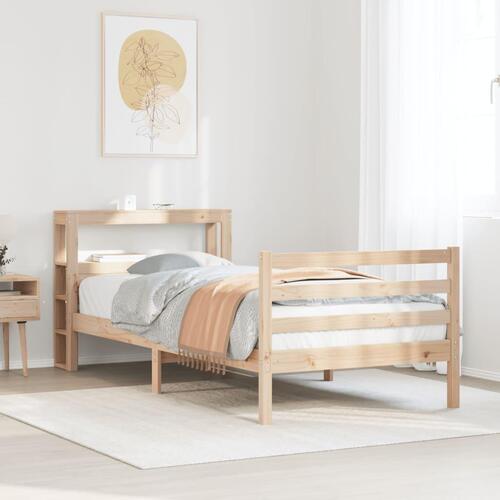 Sengeramme med sengegavl 75x190 cm massivt fyrretræ