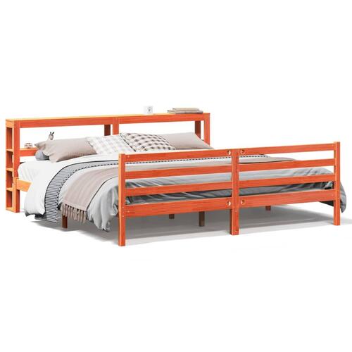 Sengeramme uden madras 200x200 cm massivt fyrretræ gyldenbrun
