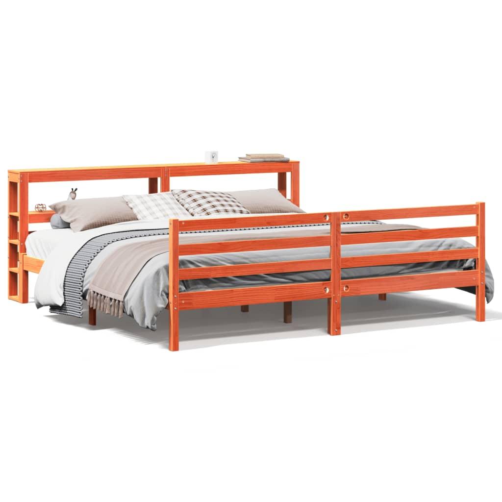 Sengeramme uden madras 200x200 cm massivt fyrretræ gyldenbrun