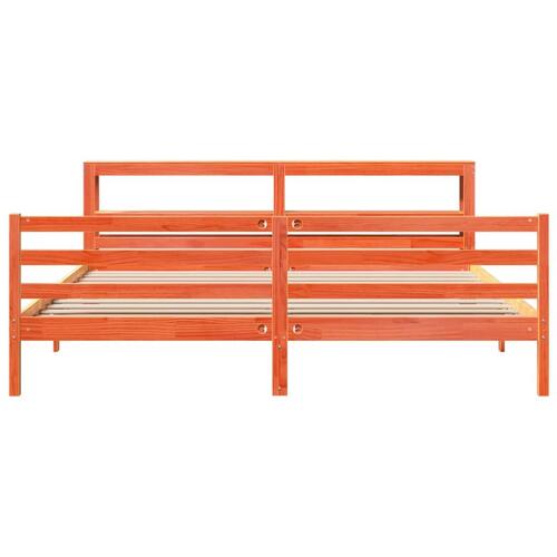 Sengeramme uden madras 200x200 cm massivt fyrretræ gyldenbrun