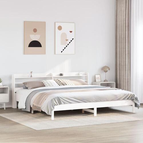 Sengeramme uden madras 200x200 cm massivt fyrretræ hvid