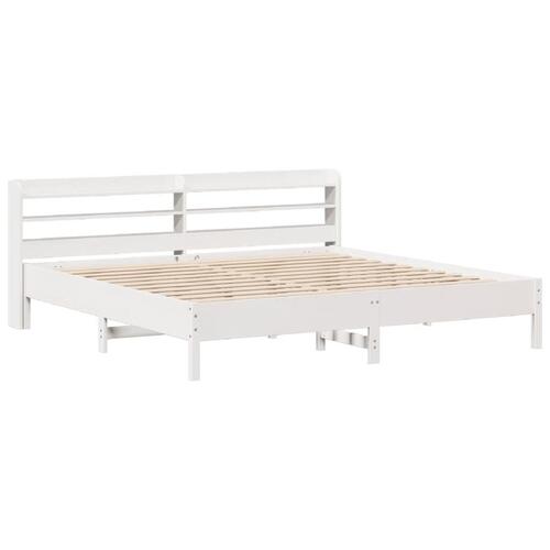 Sengeramme uden madras 200x200 cm massivt fyrretræ hvid