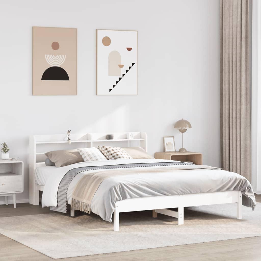 Sengeramme uden madras 140x200 cm massivt fyrretræ hvid