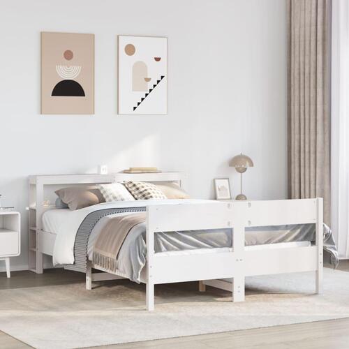 Sengeramme uden madras 140x200 cm massivt fyrretræ hvid
