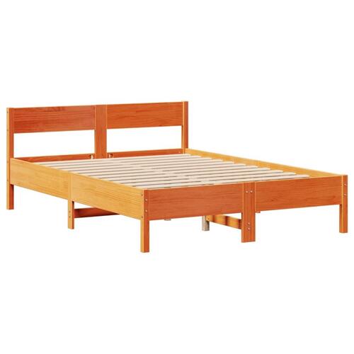 Sengeramme uden madras 135x190 cm massivt fyrretræ brun