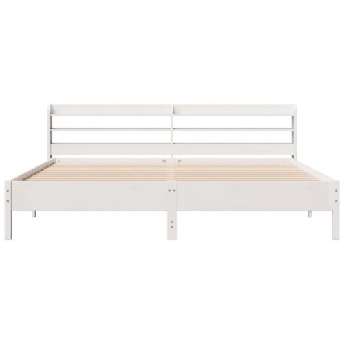 Sengeramme 180 x 200 cm med sengegærde og hylder - hvid