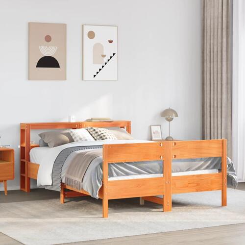 Sengeramme uden madras 150x200 cm massivt fyrretræ gyldenbrun