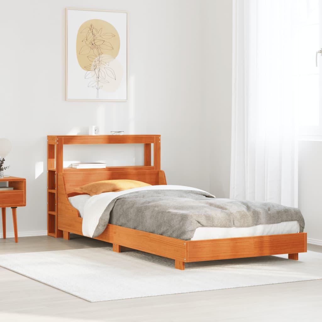 Sengeramme uden madras 100x200 cm massivt fyrretræ gyldenbrun