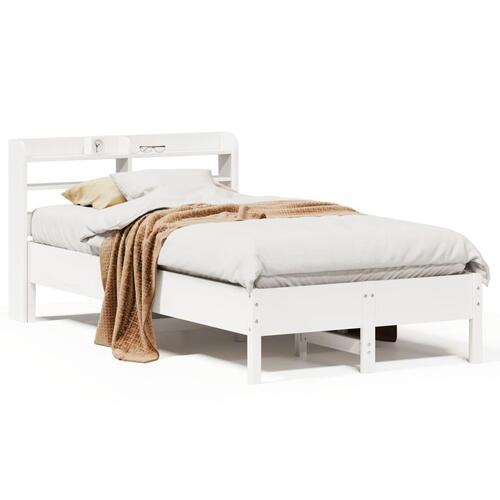 Sengeramme uden madras 75x190 cm massivt fyrretræ hvid