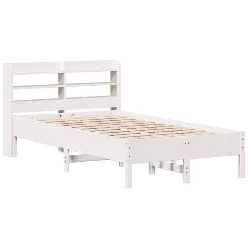 Sengeramme uden madras 75x190 cm massivt fyrretræ hvid