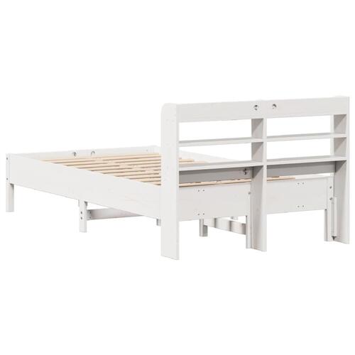 Sengeramme uden madras 75x190 cm massivt fyrretræ hvid