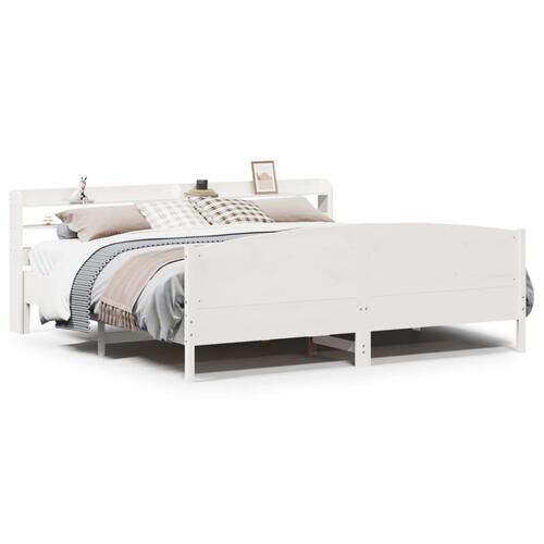 Sengeramme uden madras 180x200 cm massivt fyrretræ hvid