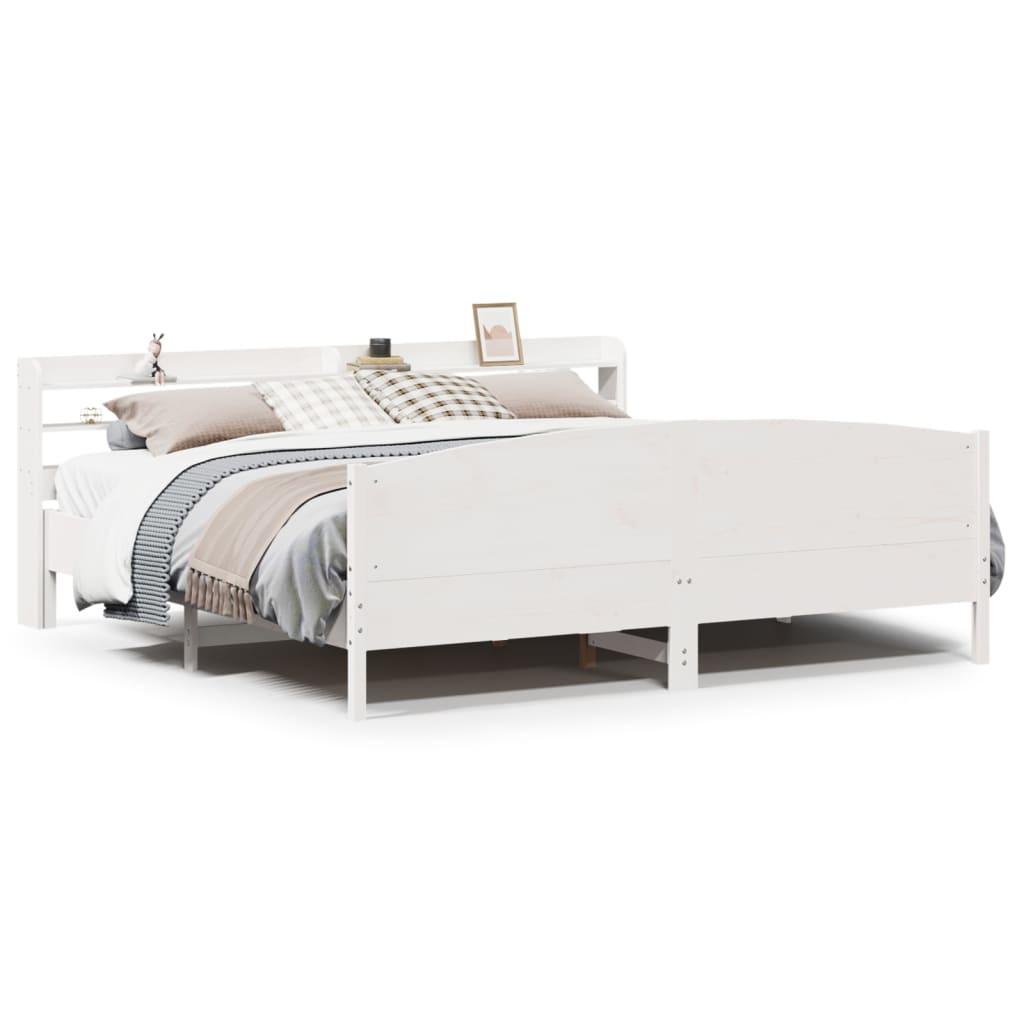 Sengeramme uden madras 180x200 cm massivt fyrretræ hvid