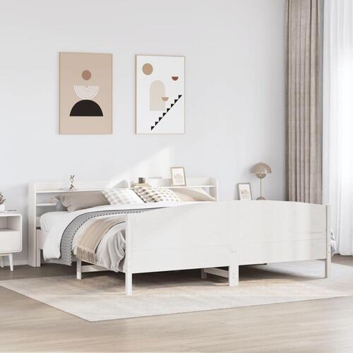 Sengeramme uden madras 180x200 cm massivt fyrretræ hvid