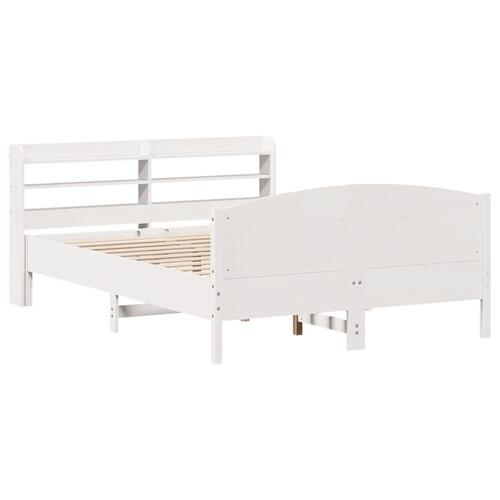 Sengeramme uden madras 150x200 cm massivt fyrretræ hvid