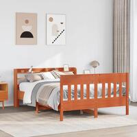 Sengeramme uden madras 150x200 cm massivt fyrretræ gyldenbrun